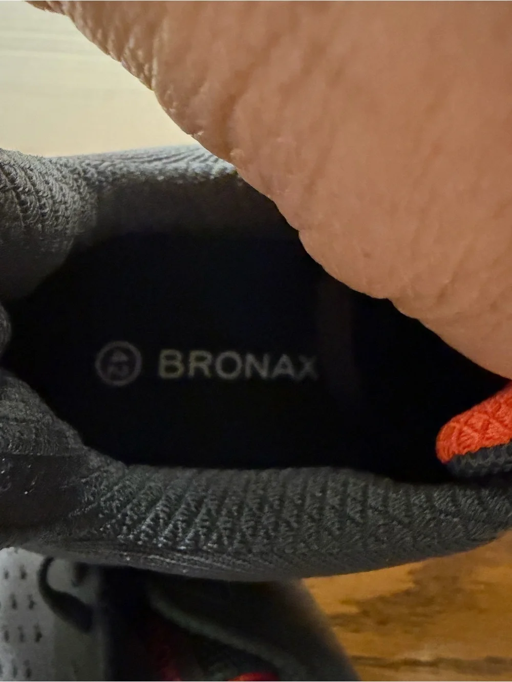 Bronx Men's Knit Athletic Sneakers - Gray with Orange Accents Wide Toe Box 42/10